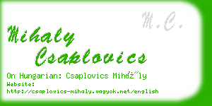 mihaly csaplovics business card